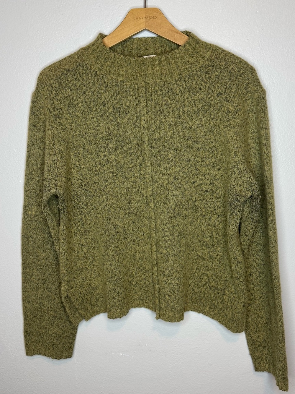 Vintage Alps Olive Heather Alpaca Wool Blend Exposed Seam Sweater
